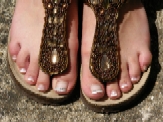 Jo - Brisa Gel Permenant French Toes With Crystals Round Big Toe Smile Lines